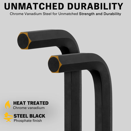 27-piece SAE and metric ball end Allen wrench set with long-arm CR-V hex keys, storage holders and removable T-handle.