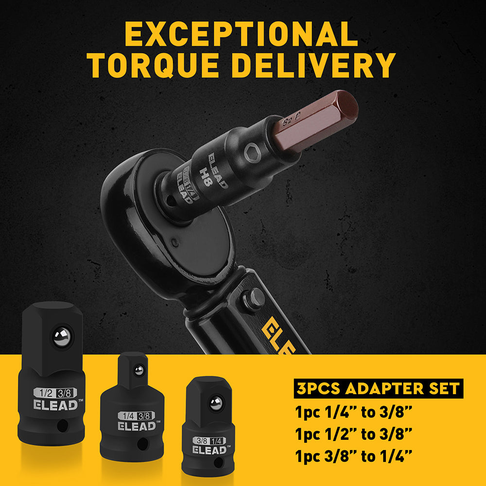 ELEAD 16PCS Master Hex Bit Socket Set with S2 Alloy Steel Bits, CR-V Sockets, Adapters, and Portable Storage Case for Automotive and Workshop Use