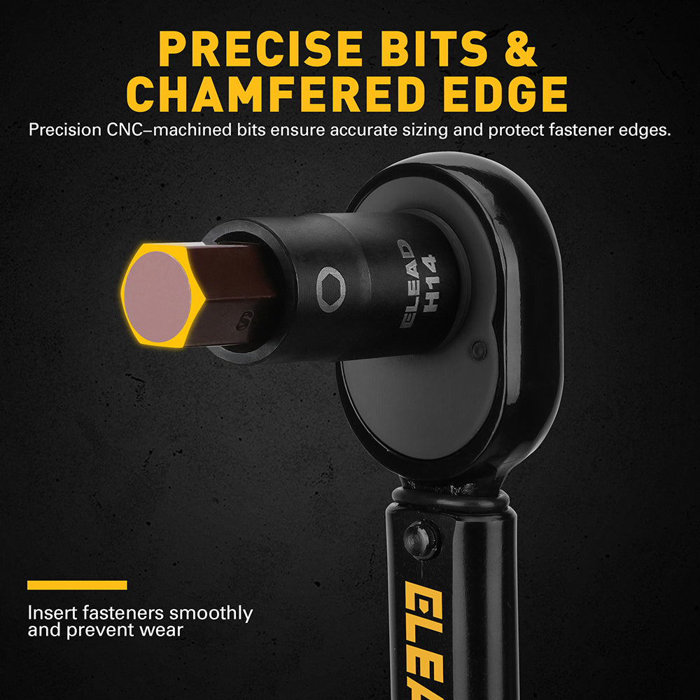 ELEAD 16PCS Master Hex Bit Socket Set with S2 Alloy Steel Bits, CR-V Sockets, Adapters, and Portable Storage Case for Automotive and Workshop Use