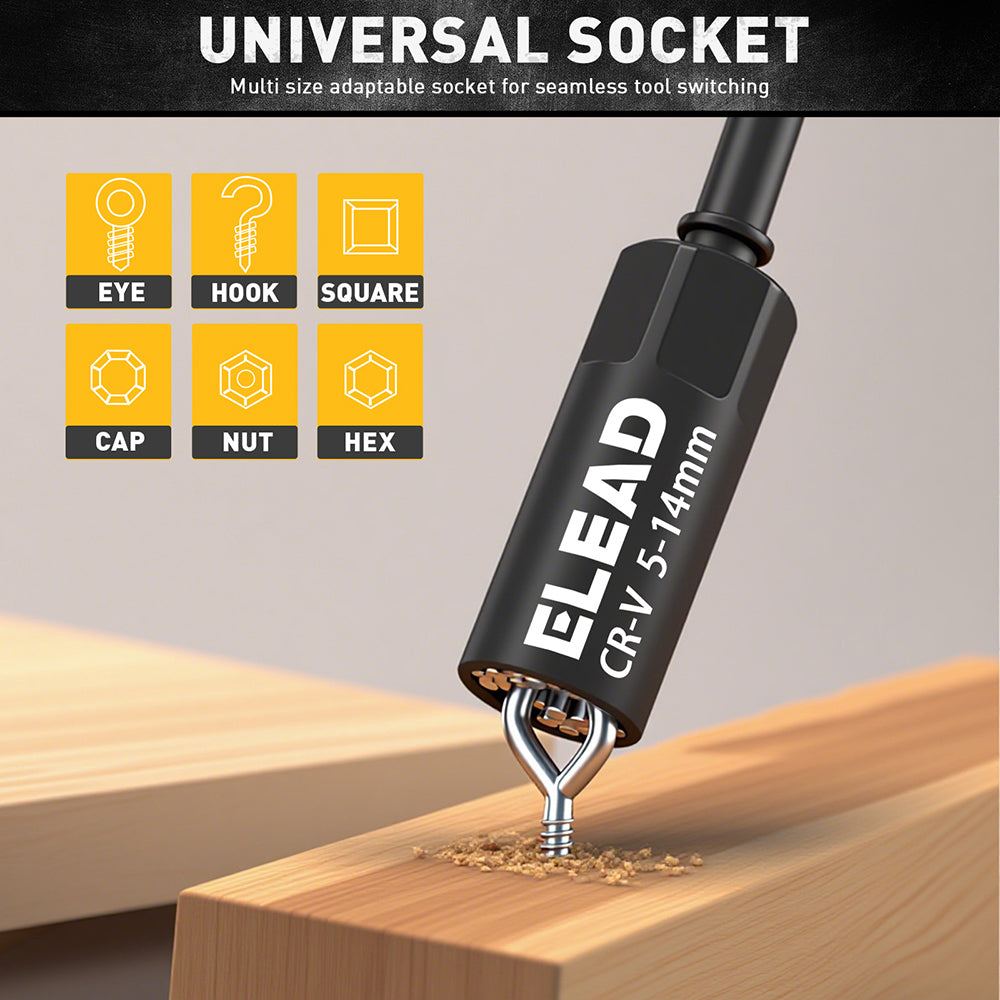 58-piece magnetic impact nut driver set with SAE and metric sizes, CR-V steel nut drivers, extensions, mini wrench set and magnetic pickup tool