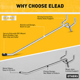 ELEAD 66-piece pegboard hook set with 2-inch, 4-inch, and 6-inch metal hooks for garage and workshop wall tool storage