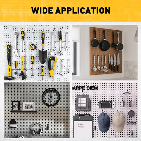 ELEAD 66-piece pegboard hook set with 2-inch, 4-inch, and 6-inch metal hooks for garage and workshop wall tool storage