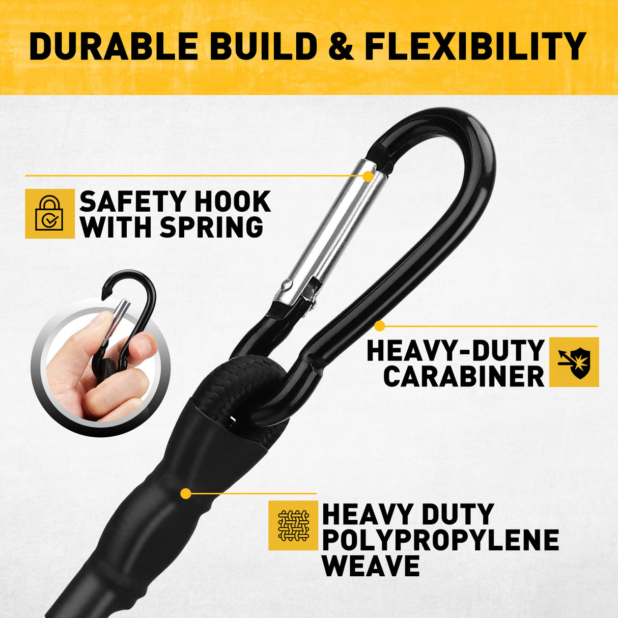 28-piece bungee cord set with heavy duty carabiner hooks, elastic tie down cords for camping, cargo and outdoor use