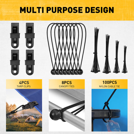 28-piece bungee cord set with heavy duty carabiner hooks, elastic tie down cords for camping, cargo and outdoor use