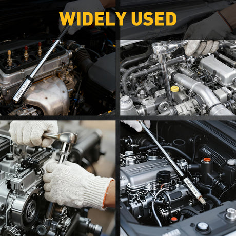 3/8 inch drive magnetic spark plug socket set with 5/8 inch and 9/16 inch sizes, 6 inch and 12 inch swivel extension sockets, thin wall 6-point design, CR-V steel construction and mirror polished finish for automotive engine repair
