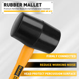 6-piece hammer set with fiberglass handles, ball peen hammers, sledge hammer, cross peen hammer, rubber mallet and wood splitting axe