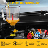 ELEAD 18-Piece Engine Oil Funnel Kit, 1.5L Leak-Proof Oil Filling System with Color-Coded Adapters & Magnetic Storage Tray
