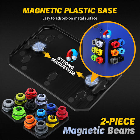 18-piece engine oil funnel filling kit with 1.5L funnel, color-coded adapters, valve control and magnetic storage trays for clean oil changes