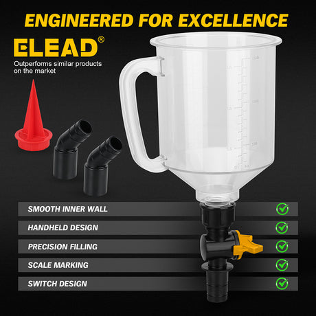 18-piece engine oil funnel filling kit with 1.5L funnel, color-coded adapters, valve control and magnetic storage trays for clean oil changes