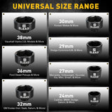 ELEAD 10-Piece 3/8'' Drive Oil Filter Cap Removal Tool Set, 24–38mm Heavy-Duty Oil Filter Socket Kit with Ratchet for Car & Truck Maintenance