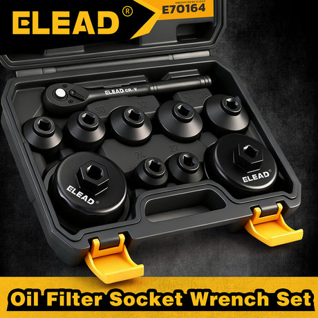 10-piece 3/8 inch oil filter cap removal tool set with metric sockets and ratchet