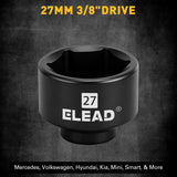 ELEAD 27mm 3/8 inch drive oil filter socket with 6 point design made from chrome vanadium steel