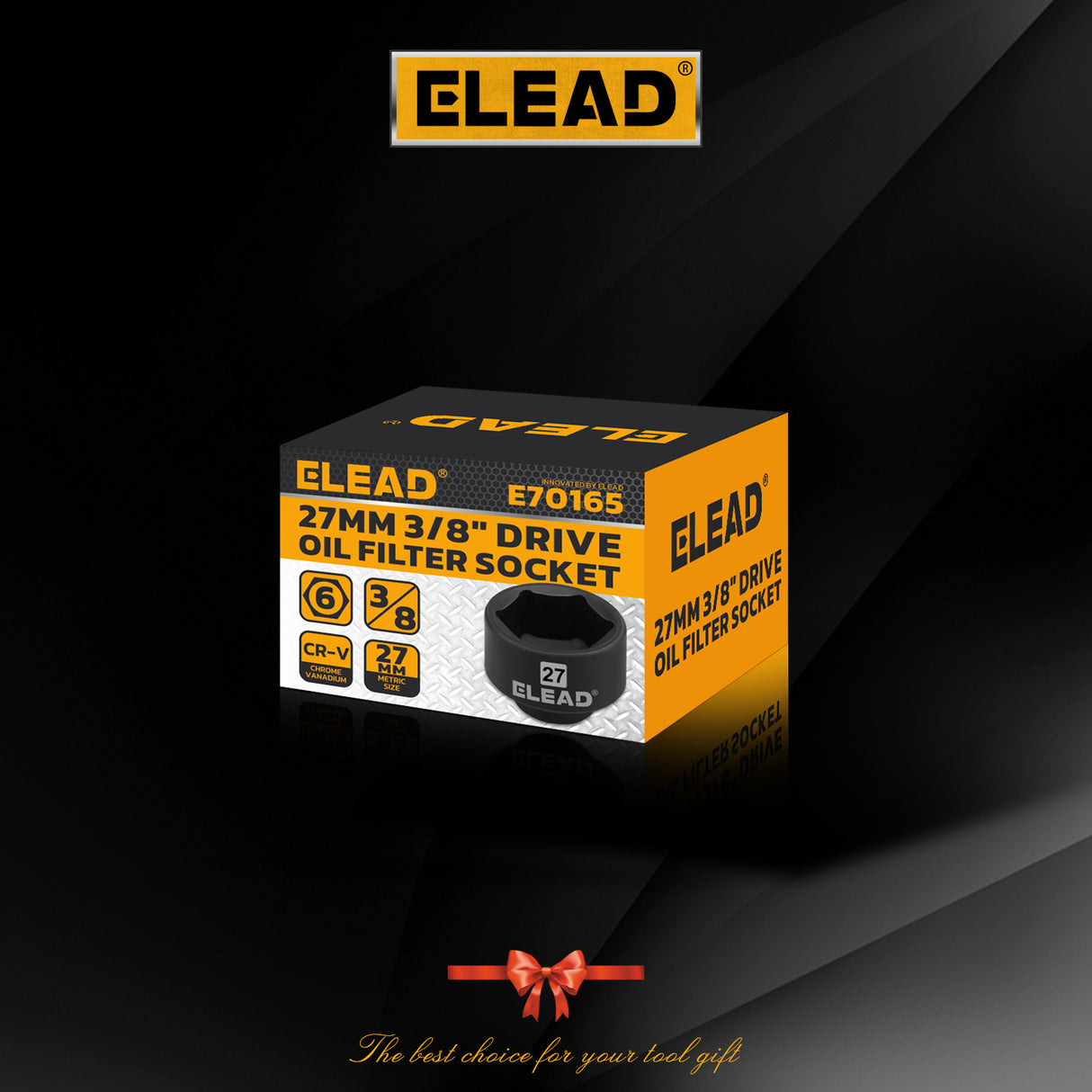 ELEAD 27mm 3/8 inch drive oil filter socket with 6 point design made from chrome vanadium steel