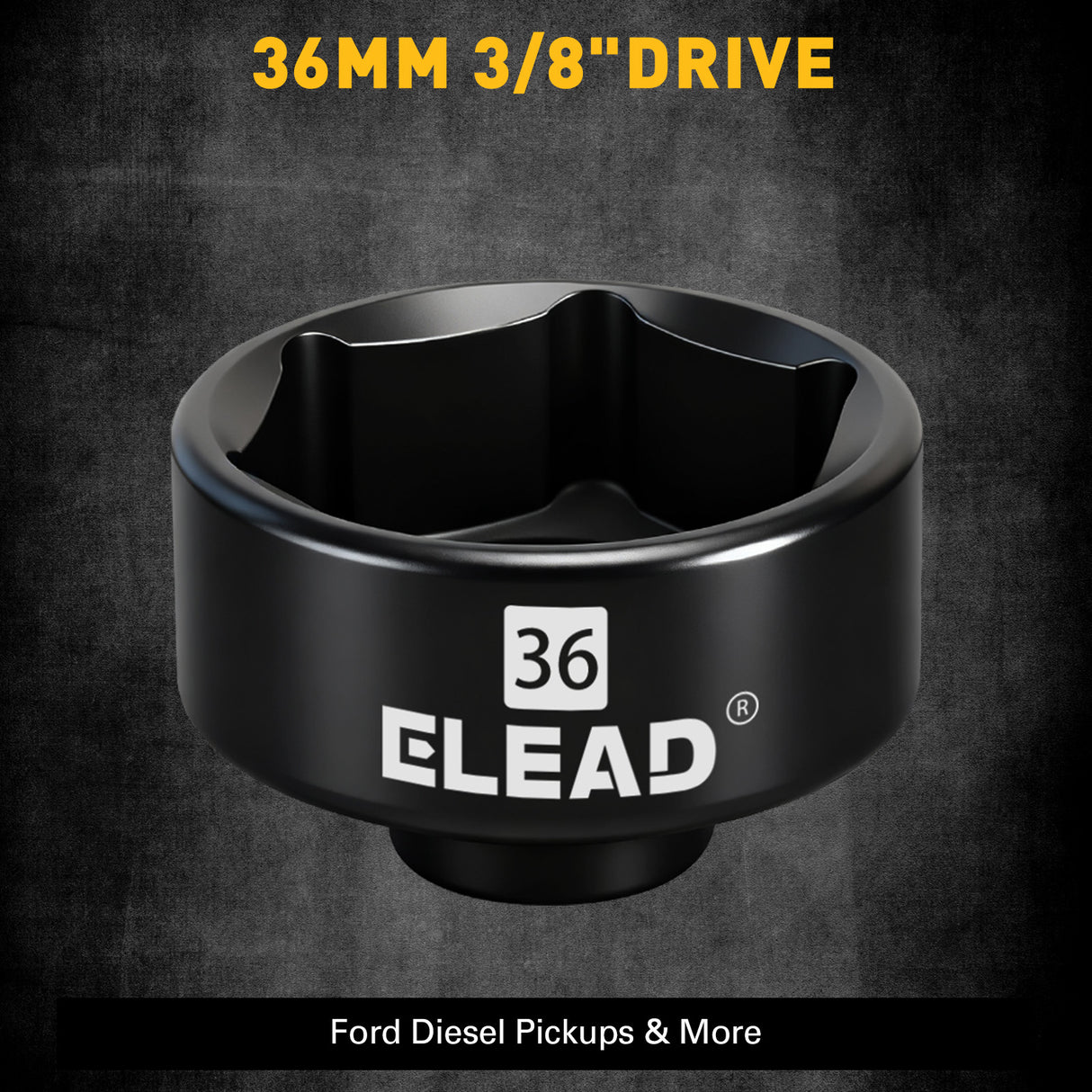 ELEAD 36mm 3/8 inch drive oil filter socket with 6 point design for Ford diesel engines