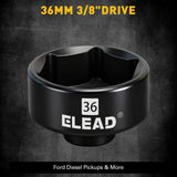 ELEAD 36mm 3/8 inch drive oil filter socket with 6 point design for Ford diesel engines