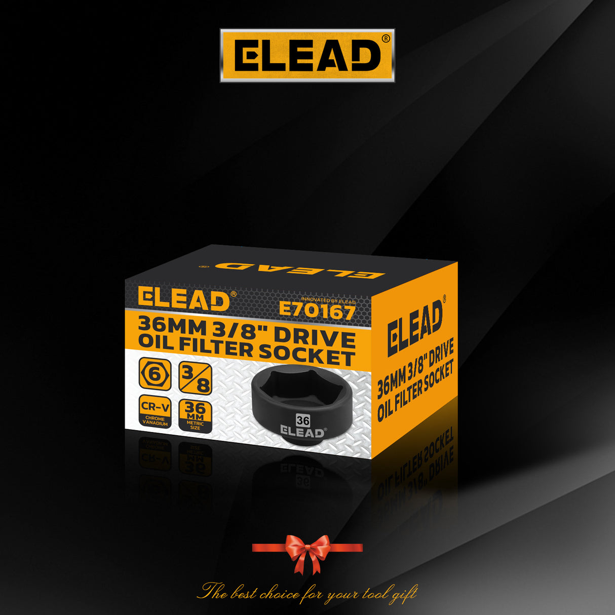 ELEAD 36mm 3/8 inch drive oil filter socket with 6 point design for Ford diesel engines