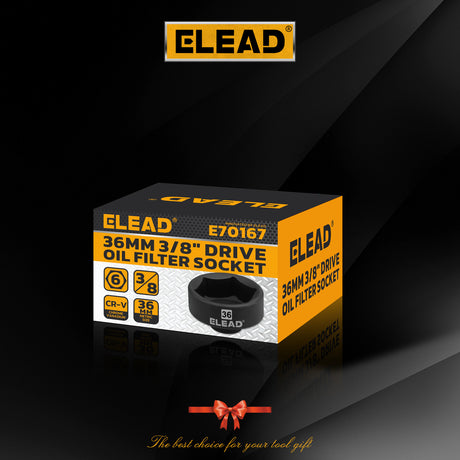 ELEAD 36mm 3/8 inch drive oil filter socket with 6 point design for Ford diesel engines