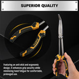 ELEAD 3 piece 11 inch long reach pliers set with straight 45 and 90 degree needle nose pliers magnetic racks and storage pouch