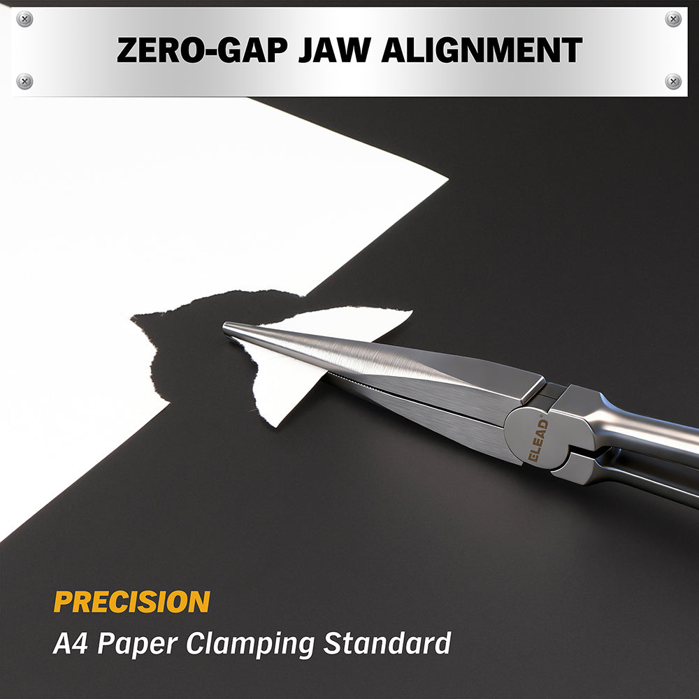 ELEAD 3 piece 11 inch long reach pliers set with straight 45 and 90 degree needle nose pliers magnetic racks and storage pouch