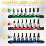 ELEAD 3/8 inch drive 21 piece hex and torx bit socket set with magnetic rails, metric and SAE allen bits for automotive and mechanical use