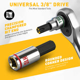 ELEAD 3/8 inch drive 21 piece hex and torx bit socket set with magnetic rails, metric and SAE allen bits for automotive and mechanical use