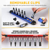 ELEAD 3/8 inch drive 21 piece hex and torx bit socket set with magnetic rails, metric and SAE allen bits for automotive and mechanical use