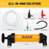 manual siphon transfer pump kit for air and liquid with hoses and adapters