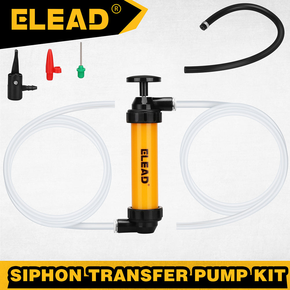manual siphon transfer pump kit for air and liquid with hoses and adapters