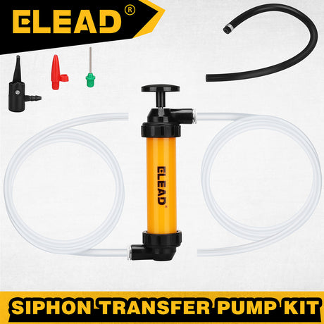 manual siphon transfer pump kit for air and liquid with hoses and adapters