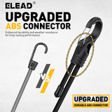 adjustable bungee cords set with carabiner hooks, heavy duty elastic tie down cords for camping, cargo securing, roof racks, storage organization and outdoor use
