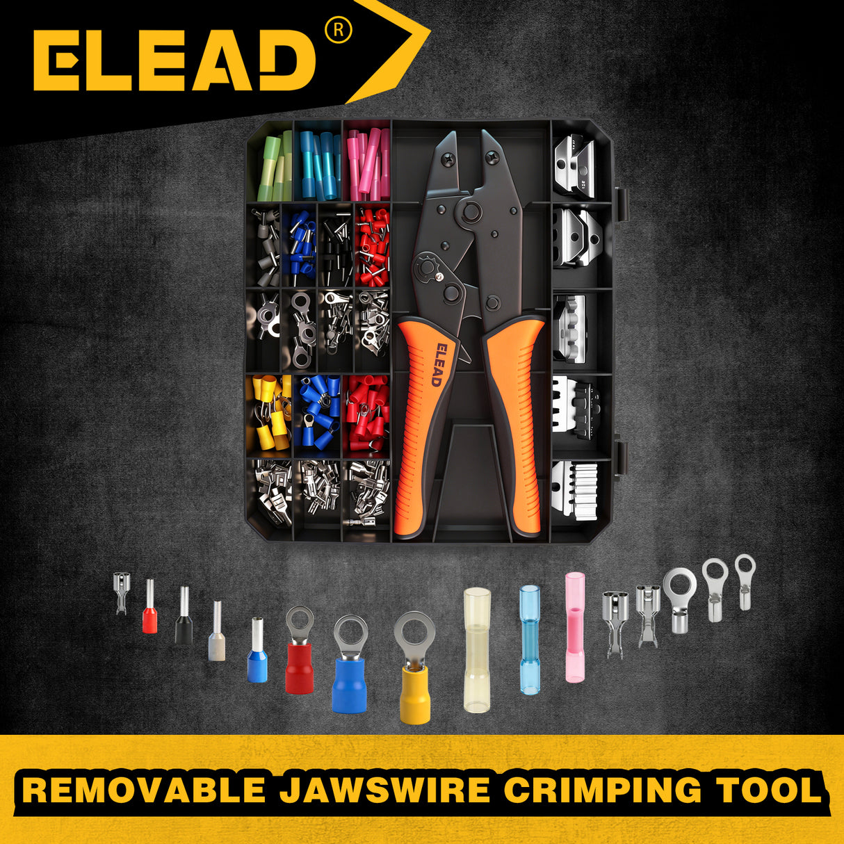 ELEAD Ratcheting Wire Crimping Tool Kit with Interchangeable Jaws, 200PCS Terminal Connectors Set for Electrical Wiring
