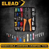 ELEAD Ratcheting Wire Crimping Tool Kit with Interchangeable Jaws, 200PCS Terminal Connectors Set for Electrical Wiring