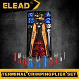 ELEAD wire crimping tool kit with automatic wire stripper, terminal connectors assortment and storage case for electrical wiring repair