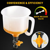 20-piece no-spill coolant funnel kit with 2L translucent funnel, quick-release valve, adapters, extensions, elbows, flexible hose and circular funnels for radiator filling and coolant bleeding