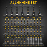 46-in-1 magnetic ratchet screwdriver kit with S2 steel bits, 7 magnetic nut drivers, 4-in-1 adjustable ratchet handle, built-in magnetizer and compact storage case