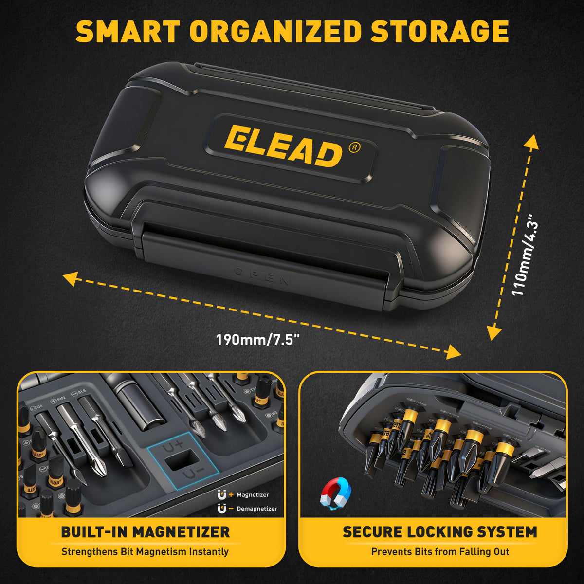 46-in-1 magnetic ratchet screwdriver kit with S2 steel bits, 7 magnetic nut drivers, 4-in-1 adjustable ratchet handle, built-in magnetizer and compact storage case