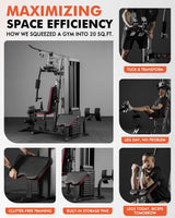multi function home gym equipment with weight stack 6 in 1 workout machine with cable system leg press and chest trainer