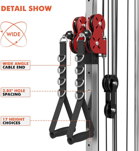 plate loaded cable machine with pulley system adjustable height functional trainer with lat pulldown bar and attachments