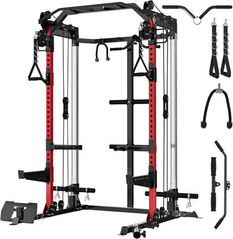 half rack functional trainer with cable pulley system 1:1 ratio home gym equipment power rack with attachments