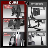 multi function home gym equipment with weight stack 6 in 1 workout machine with cable system leg press and chest trainer