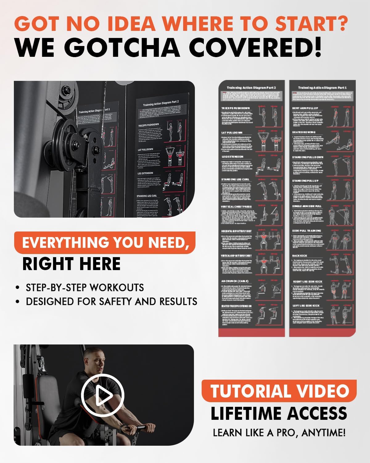 multi function home gym equipment with weight stack 6 in 1 workout machine with cable system leg press and chest trainer