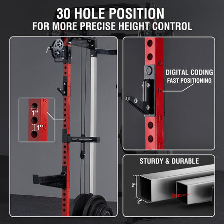 half rack functional trainer with cable pulley system 1:1 ratio home gym equipment power rack with attachments