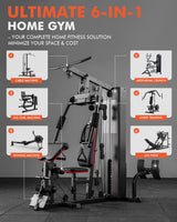 multi function home gym equipment with weight stack 6 in 1 workout machine with cable system leg press and chest trainer