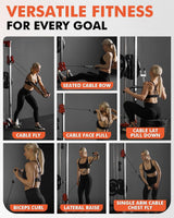 plate loaded cable machine with pulley system adjustable height functional trainer with lat pulldown bar and attachments