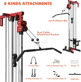plate loaded cable machine with pulley system adjustable height functional trainer with lat pulldown bar and attachments