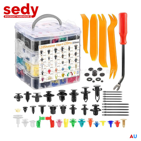 925PCS car retainer clips assortment kit with trim removal tools, fasteners set for automotive bumper, door, fender and panel repair.