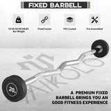 150LB Fixed EZ Curl Barbell Set, 10-50LB Pre-Assembled Weighted Curl Bars with PVC Coated Iron Core