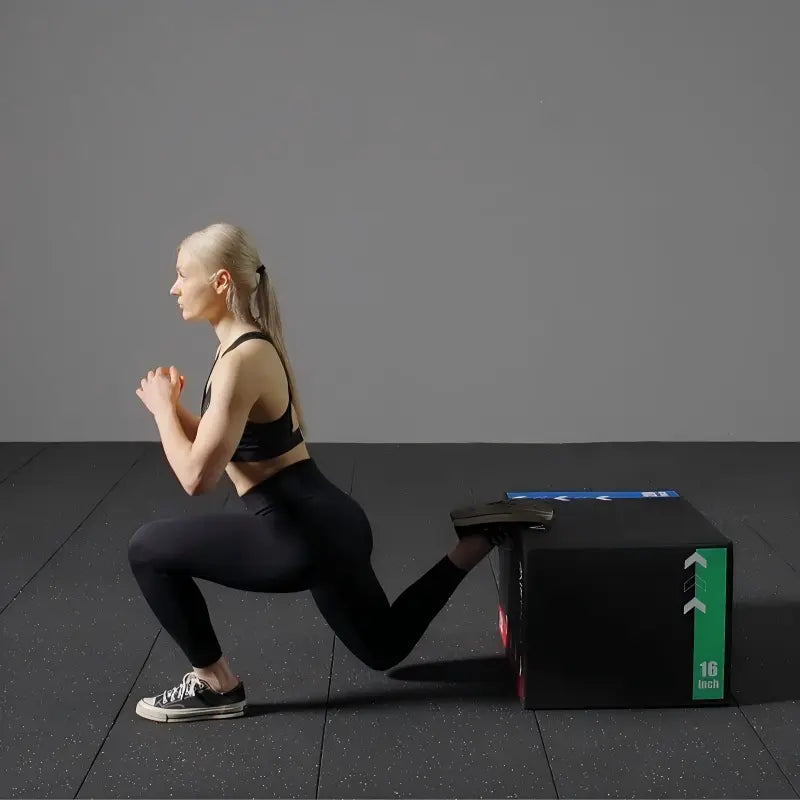 3-in-1 soft foam plyometric jump box with selectable 12/14/16, 16/18/20 or 16/20/24-inch heights for home gym workouts