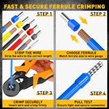ELEAD ferrule crimping tool kit with wire stripper, ferrule terminals assortment and electrical connectors for wiring repair