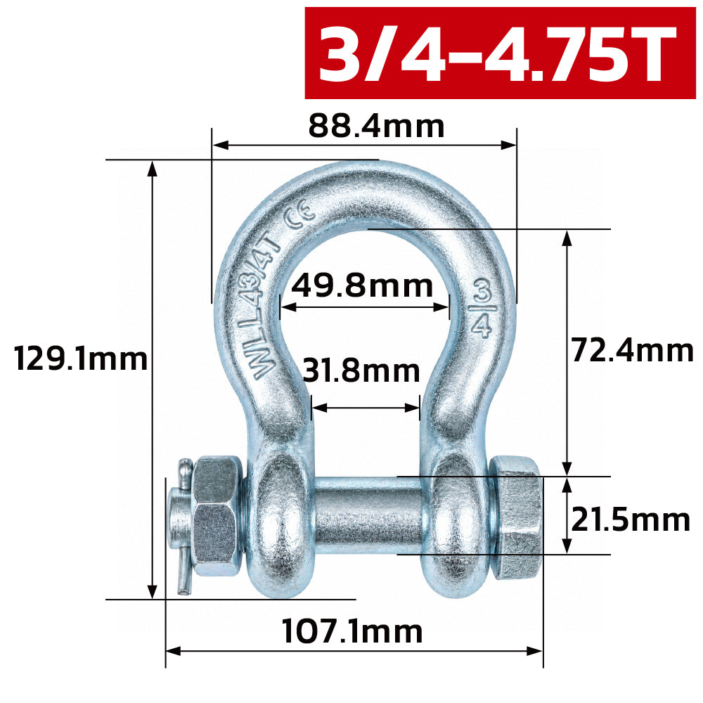 heavy duty bolt type bow shackle 0.5T-25T with nut and cotter pin for lifting, rigging, towing and industrial applications